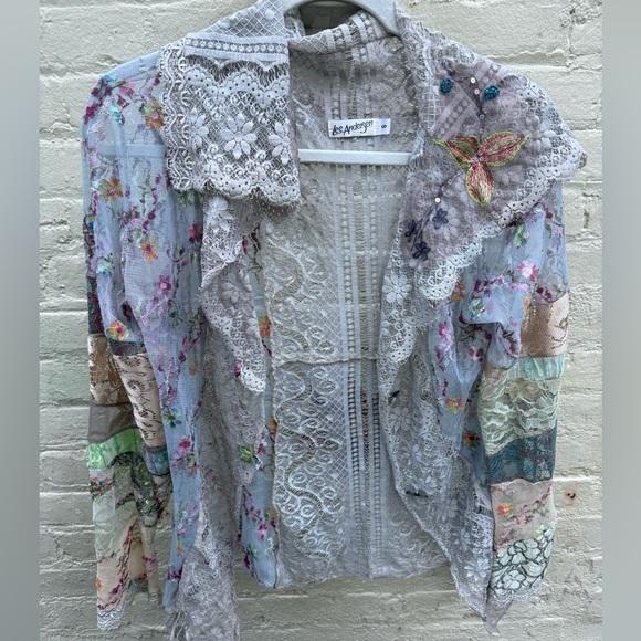 Gorgeous Lee Anderson open Elegant Floral Lace Blouse - Picture 1 of 8